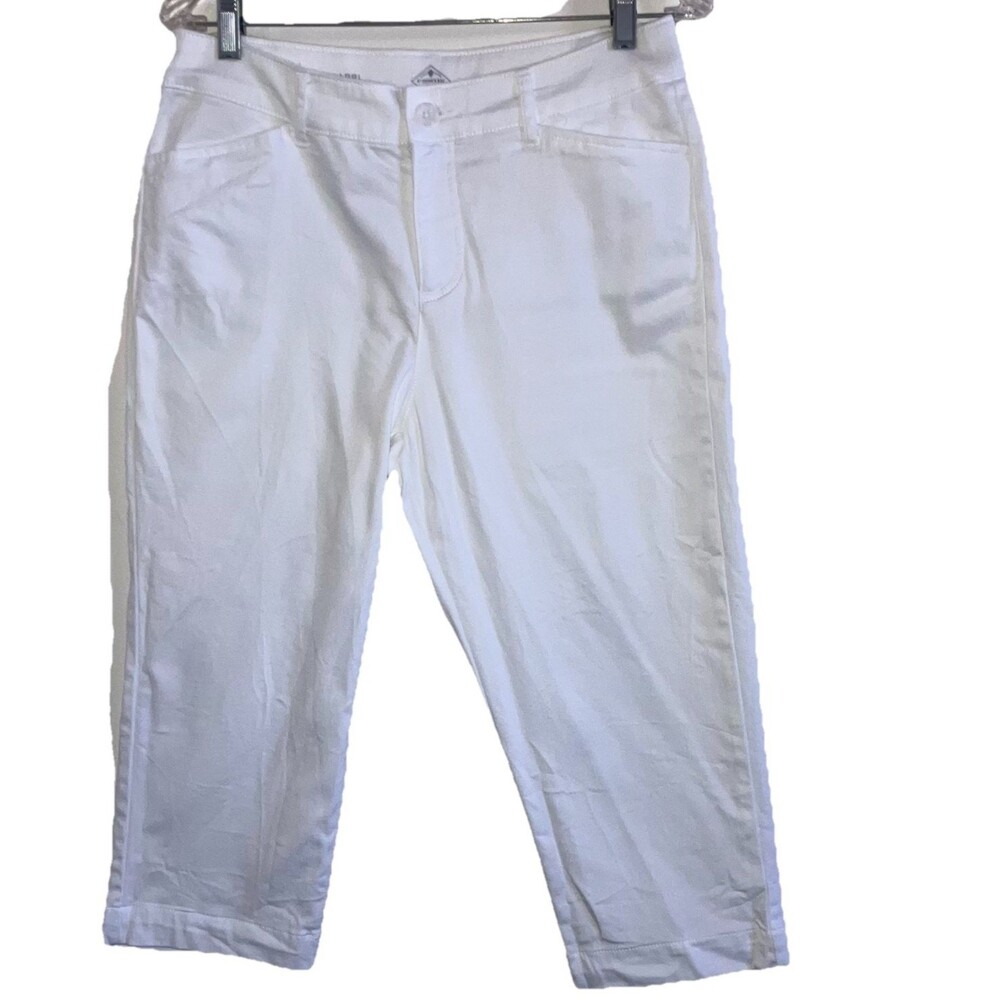 ST. JOHNS BAY sz 10 White 98% Cotton Capri Stretch Cropped Pants 4 Pockets